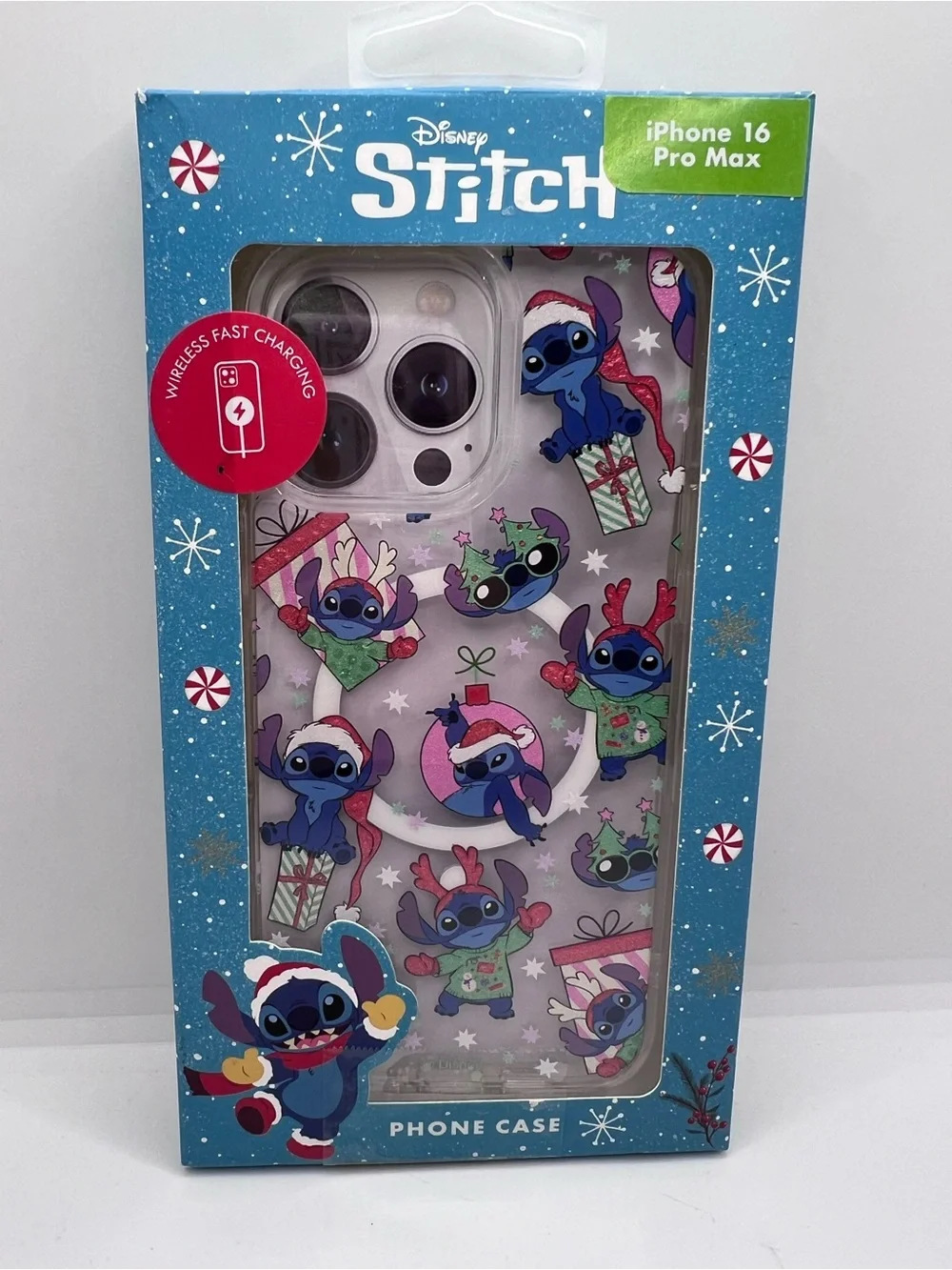 Disney Stitch Christmas iPhone 16 Pro Max Case Skinny Glitter Holiday